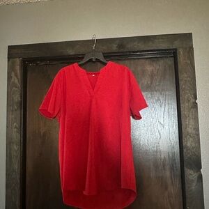 Vibrant Red Short Sleeve Top